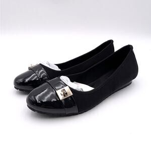 Anne Klein Gyllen Slip-On Flat Shoes Round Toe Women's Black Size US7.5M EU38